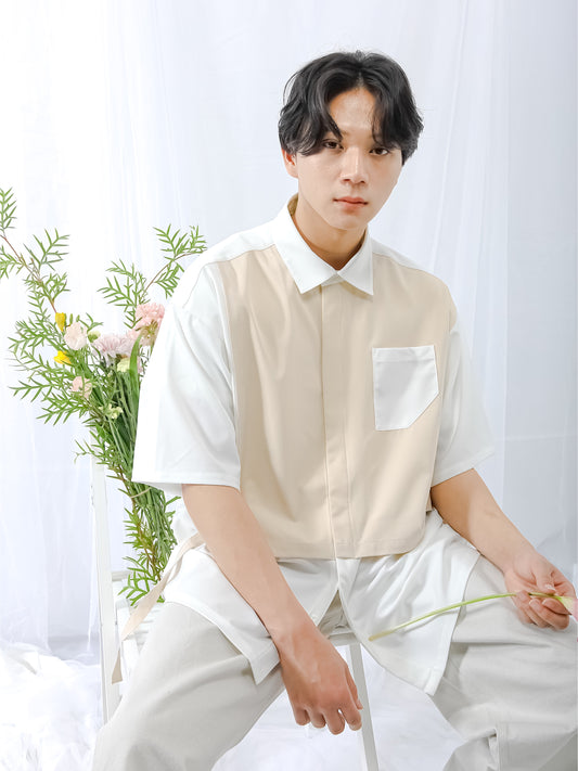 バイカラーレイヤードシャツ