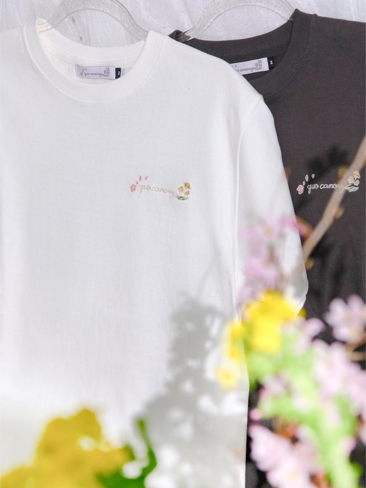 quo canorryロゴ刺繍半袖Tシャツ