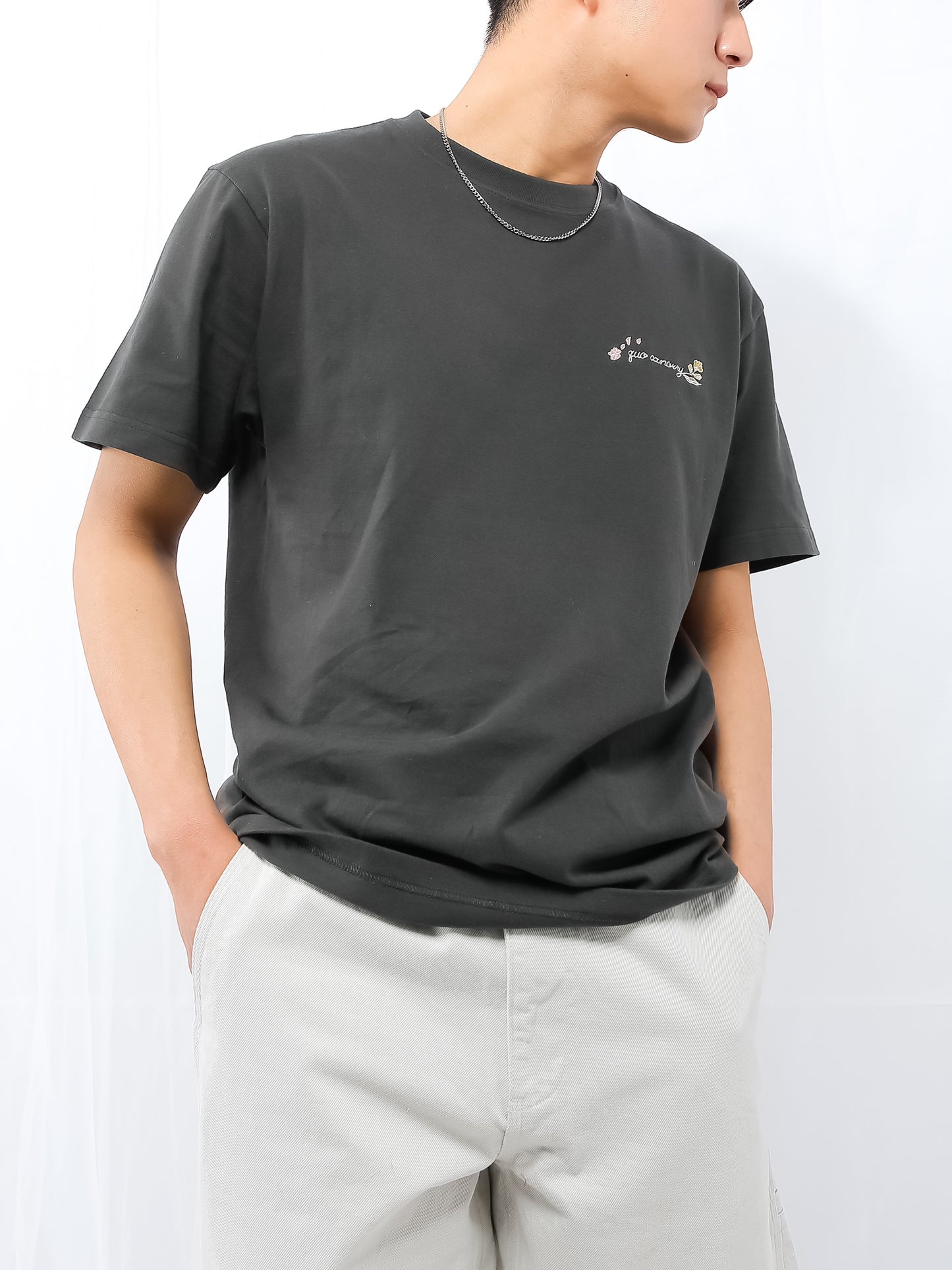 quo canorryロゴ刺繍半袖Tシャツ