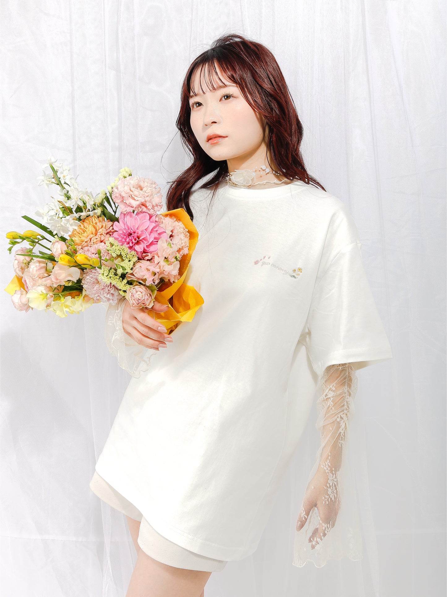quo canorryロゴ刺繍半袖Tシャツ
