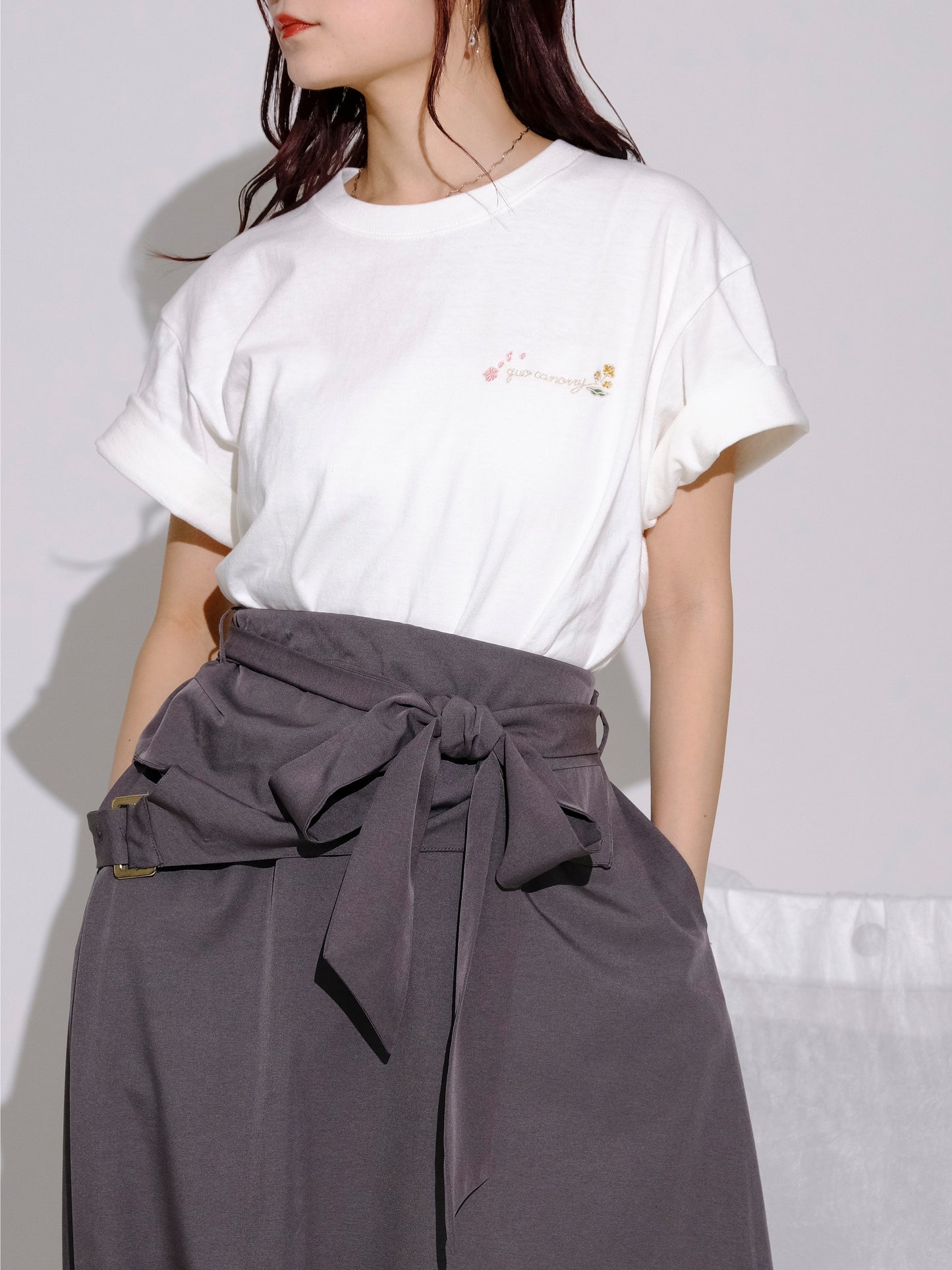 quo canorryロゴ刺繍半袖Tシャツ