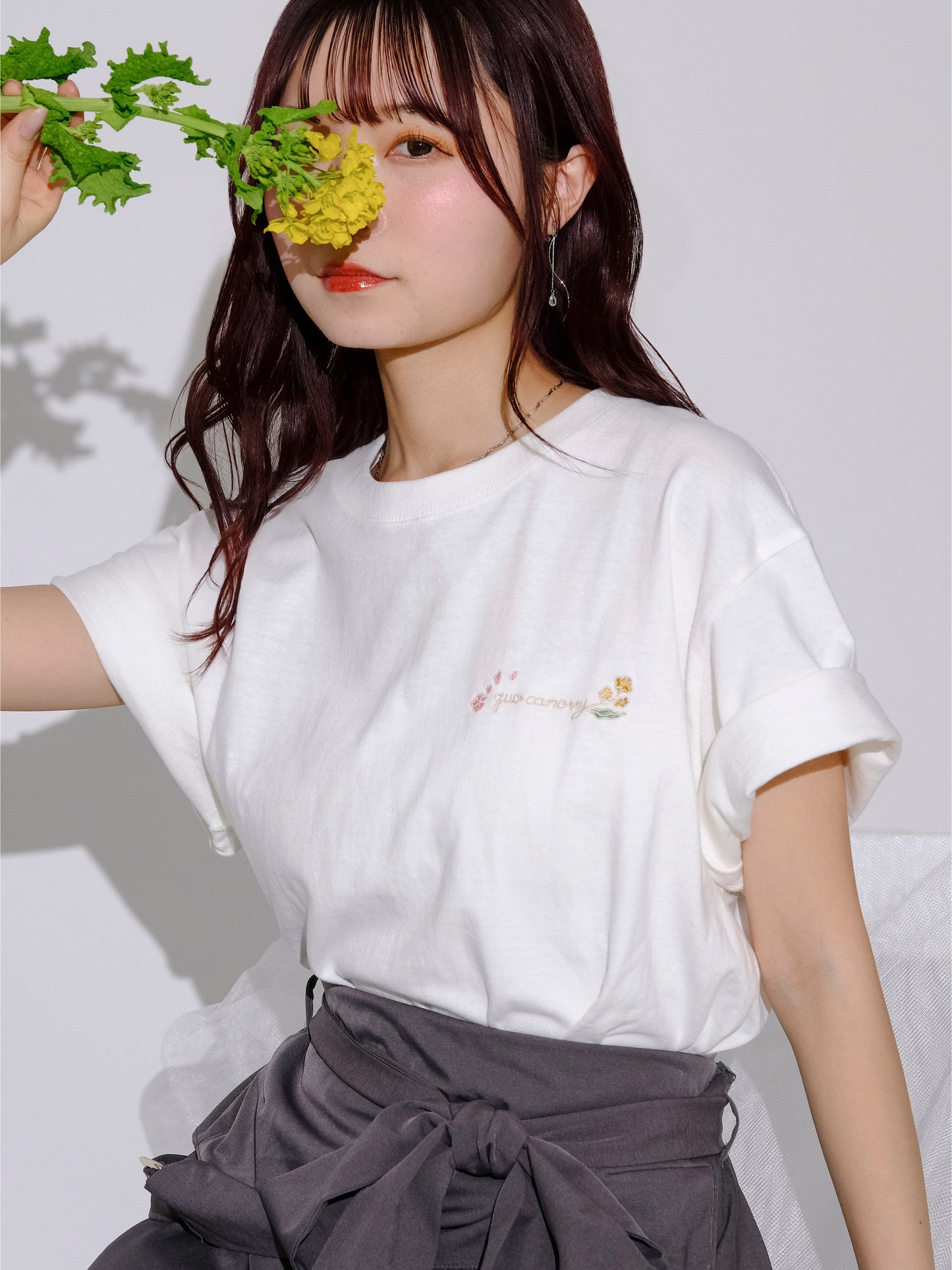 quo canorryロゴ刺繍半袖Tシャツ