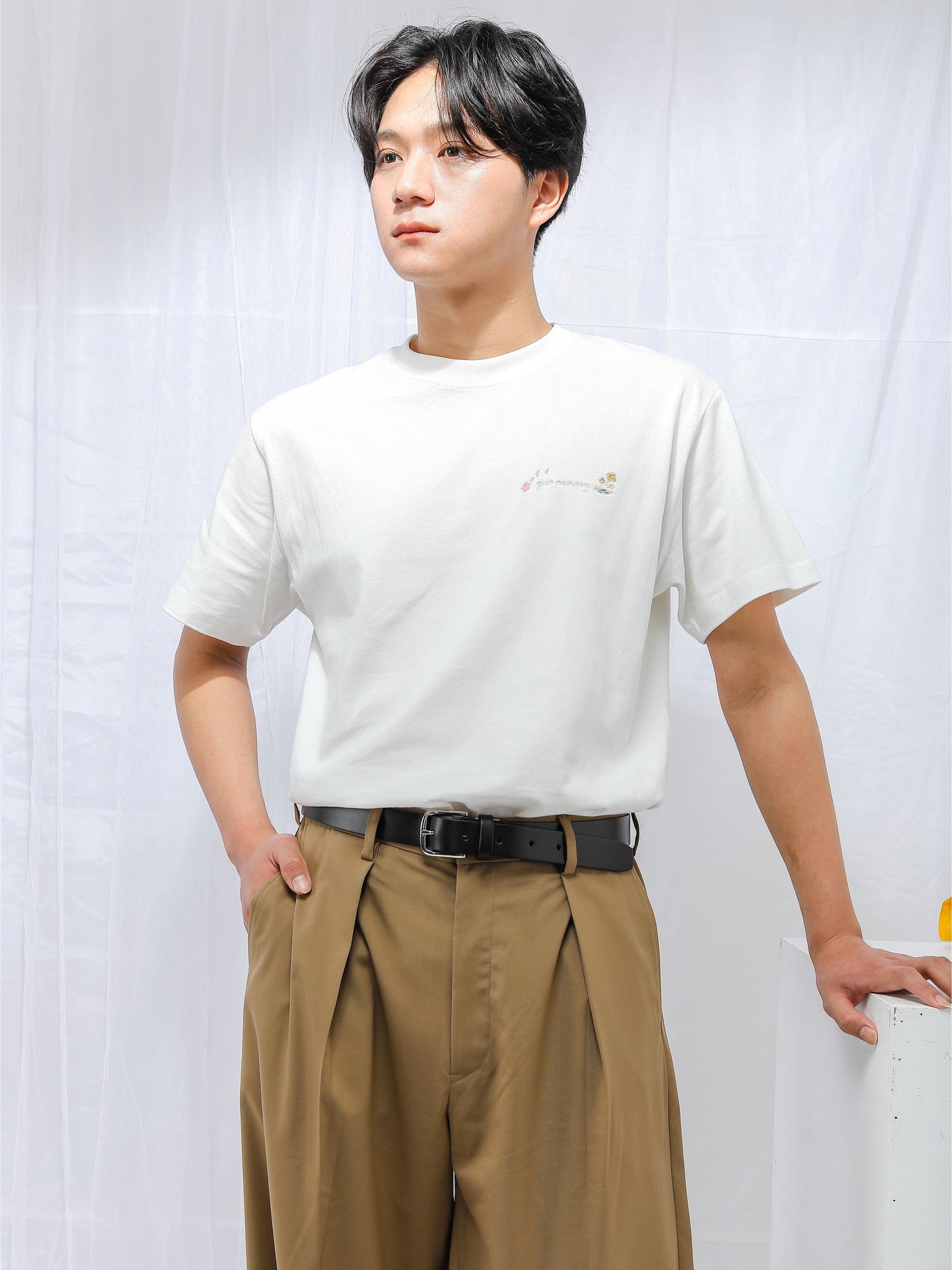 quo canorryロゴ刺繍半袖Tシャツ