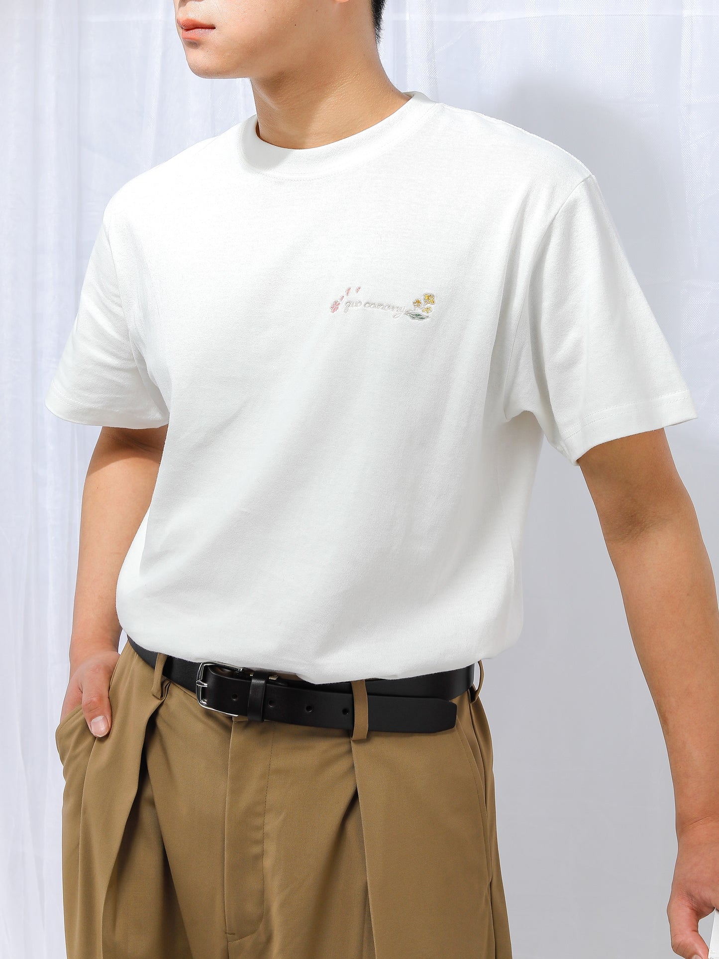 quo canorryロゴ刺繍半袖Tシャツ