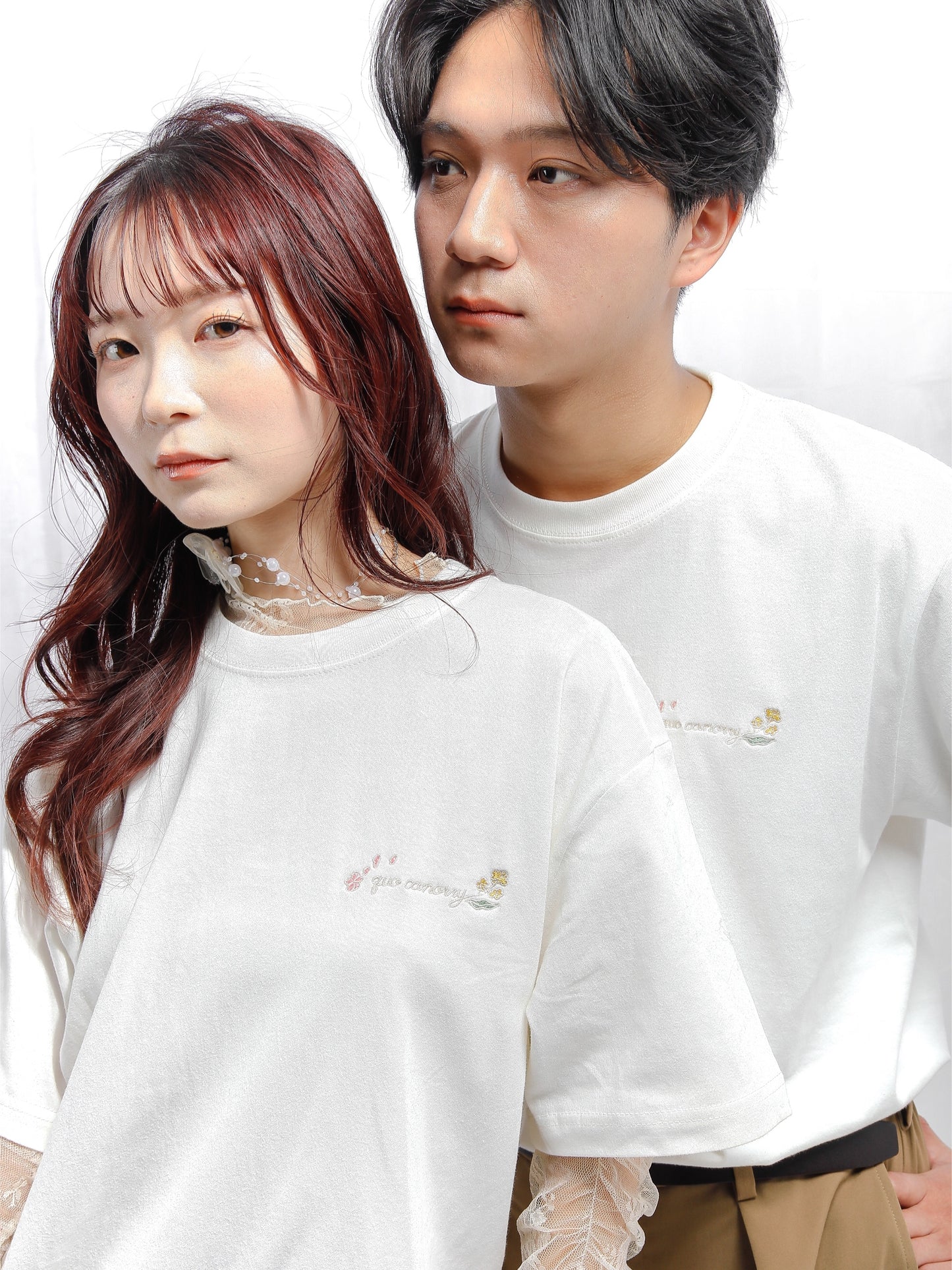 quo canorryロゴ刺繍半袖Tシャツ