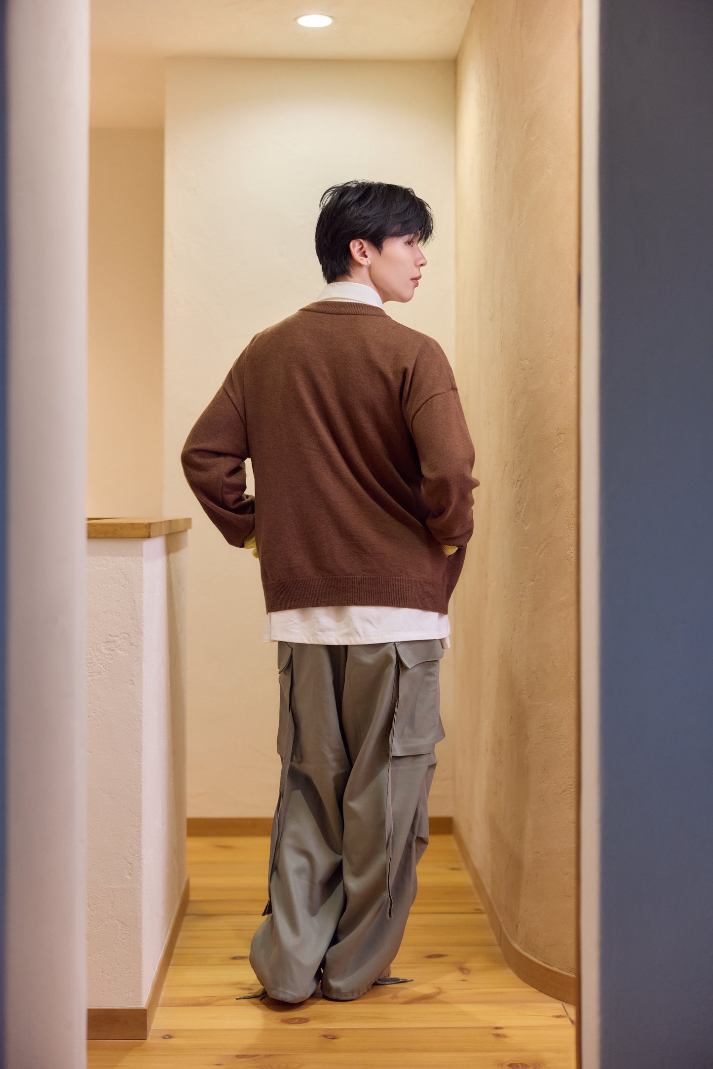 ラメフラワー刺繍2way配色カーディガン