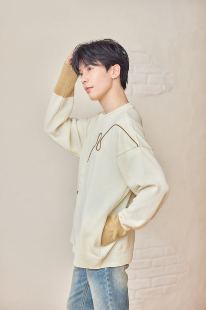 ラメフラワー刺繍2way配色カーディガン