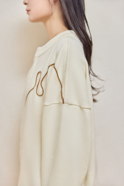 ラメフラワー刺繍2way配色カーディガン