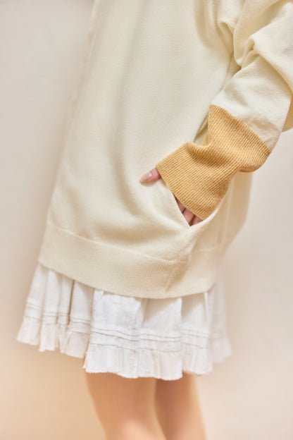 ラメフラワー刺繍2way配色カーディガン