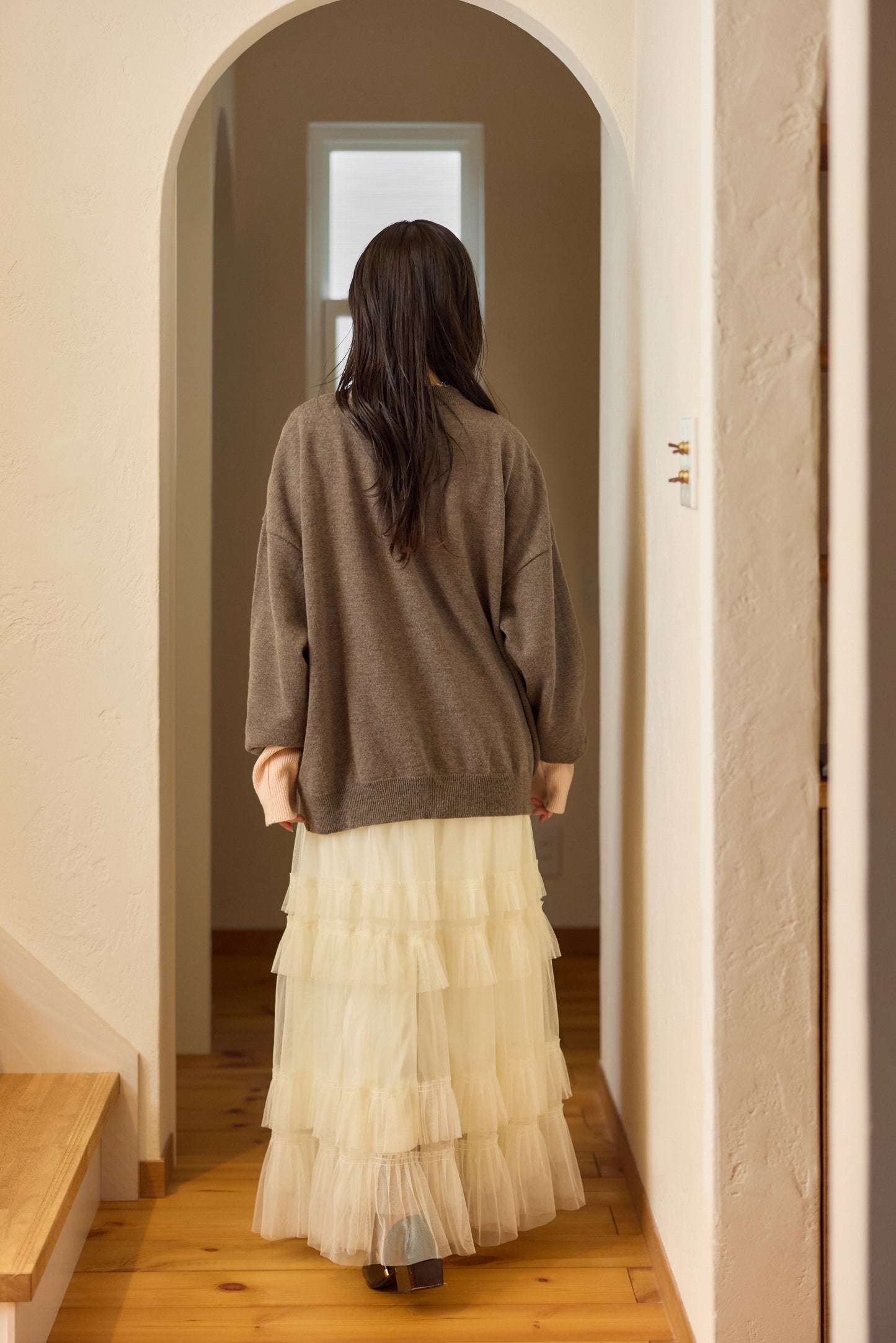 ラメフラワー刺繍2way配色カーディガン