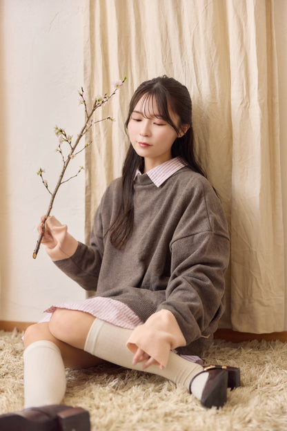 ラメフラワー刺繍2way配色カーディガン